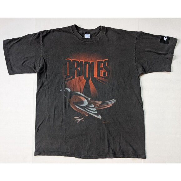 Vintage Baltimore Orioles Shirt Mens XL Shadow Black MLB 90s Bird Logo - Picture 1 of 8